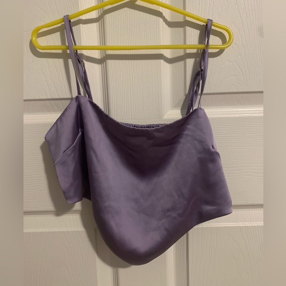 Size medium, silk purple crop top from forever 21